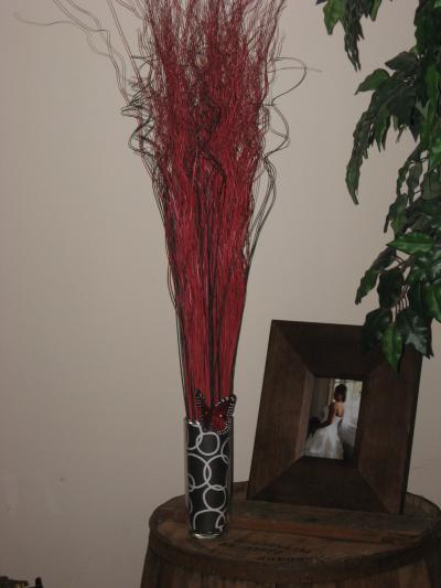 Red willow centerpiece wedding