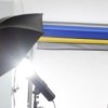 Video camera light with umbrella.