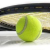 Tenis Racket Resting on Tennis Ball
