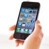 Hand holding an iPhone.