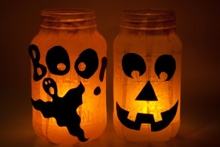Jack-O-Lanterns Glowing at Night