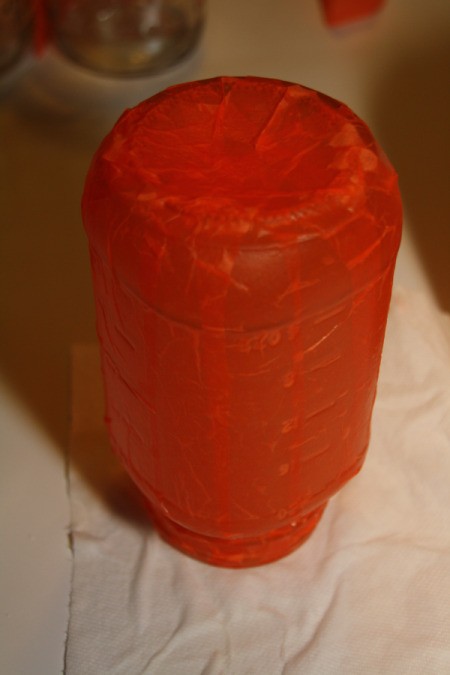 Upside Down Mason Jar With Orange Paper