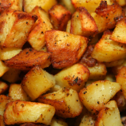 A pan of oven roasted potatoes