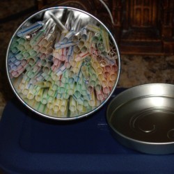 Straws stored in tin
