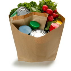 A paper bag of groceries.