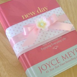 Used Book (New Day) with pink polkadot paper 