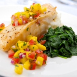 Mango Salsa on Sea Bass