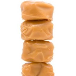 Stack of caramel candies.