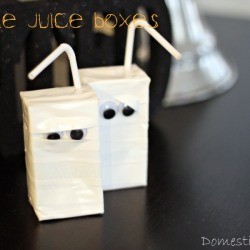 Tow completed mummy juice boxes.
