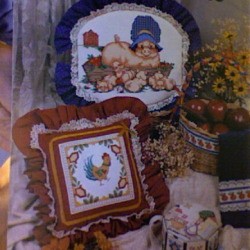A display of decorative collectible pillows.