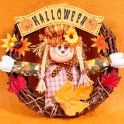Scarecrow in Halloween Wreath