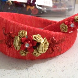 Decorative lace wrapped headband and bangle.