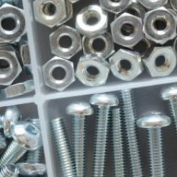 A tray of nuts and bolts.