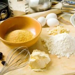 Baking Table With Ingredients Ready to Bake