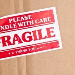 Fragile Label on Cardboard Shipping Box