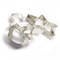 Three Steel Cookie Cutters on a White Background