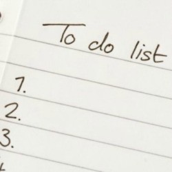 A numbered to do list on paper.