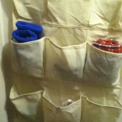 Shoe bag organizer for winter accessories.