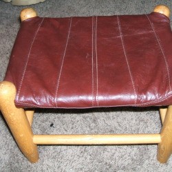 Leather Jacket Footstool -Recovered footstool.