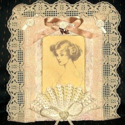 A lace covered vintage frame.