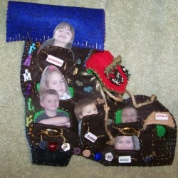 Finished frame with photos in pockets.