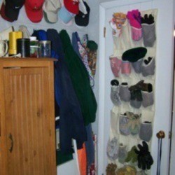 Hats and Gloves in Over the Door Shoe Organizers