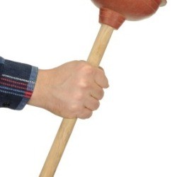 Man Holding Plunger