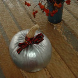 Pumpkin painted silver.