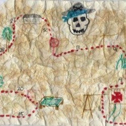 A handdrawn pirate treasure map.