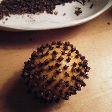 Orange studded with cloves.