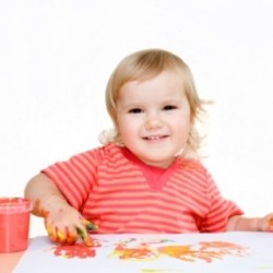 A child making art.