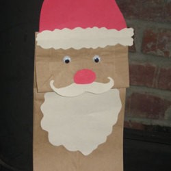 Brown paper bag puppet.
