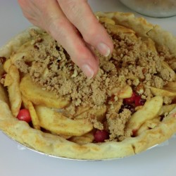 adding crumb topping