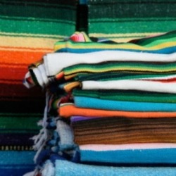 A stack of Mexican blankets.