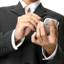 Writing on a smartphone.
