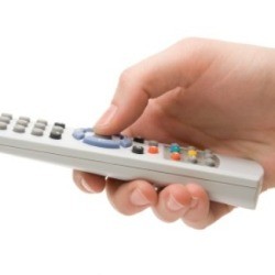 Photo of a TV remote control.