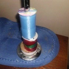 Ribbon stored on a paper towel holder