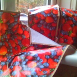 Strawberry and blueberry pattern vinyl appliance covers.