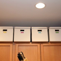 boxes on cabinet
