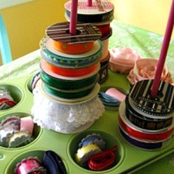 Muffin Tin Ribbon Organizer