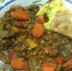 Lentil Soup With Turkey Meatballs in bowl