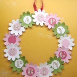 Pastel paper spring wreath.