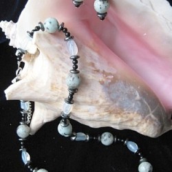 Sea shell with jewelry.