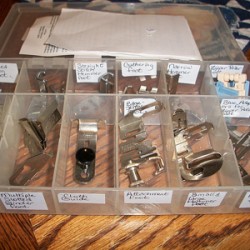 Feet in plastic compartment box.