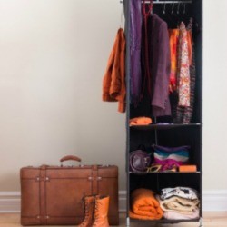 A wardrobe for clothing.