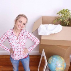 Woman Moving With Houseplants