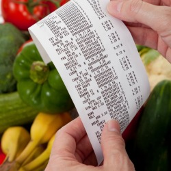 Looking at a grocery receipt.