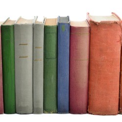 A row of old books.