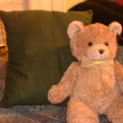 Flannel pillow with Teddy Bear