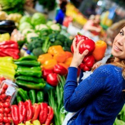 A young woman at the market.